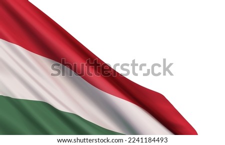 The realistic flag of Hungary isolated on a white background. Vector element for Republic Day, Revolution Day (bridge day), and Independence Day.