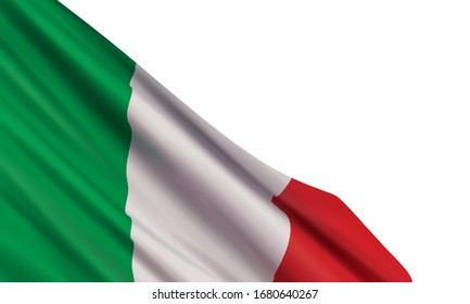 La bandera realista de Italia aislada en un fondo blanco. Elemento vectorial para el Día Tricolor, Día de la Liberación, Día de la República, Aniversario de la Unificación de Italia, Día de la Unidad Nacional y las Fuerzas Armadas