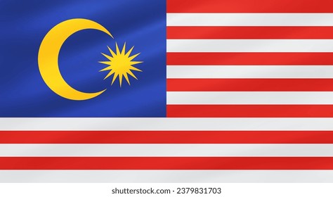 Realistic Flag of Malaysia. Vector illustration background