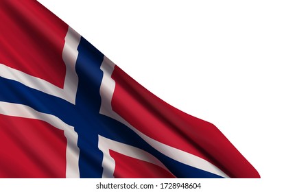 The realistic flag of Norway isolated on a white background. Vector element for Norwegian Constitution Day (National Day) May 17th.