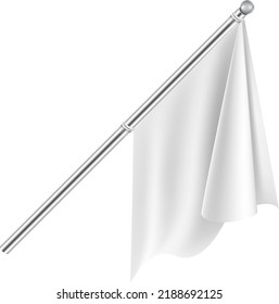 Realistic flag on metal pole. White blank fabric