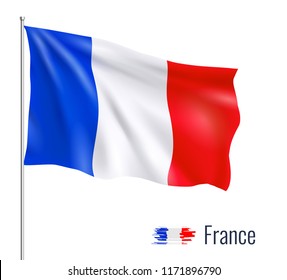 Realistic flag on white background. France. Vector illustration