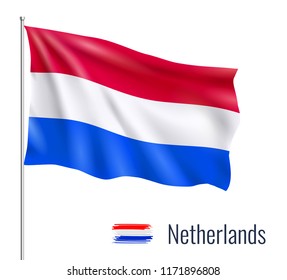 Realistic flag on white background. Netherlands. Vector illustration