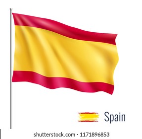 Realistic flag on white background. Spain. Vector illustration