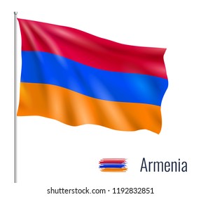Realistic flag on white background. Armenia. Vector illustration