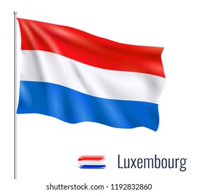 Realistic flag on white background. Luxembourg. Vector illustration