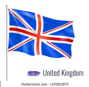 Realistic flag on white background. United Kingdom. Vector illustration