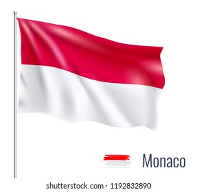 Realistic flag on white background. Monaco. Vector illustration