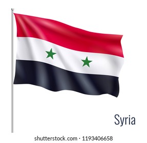 Realistic flag on white background. Syria. Vector illustration