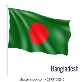 Realistic flag on white background. Bangladesh. Vector illustration