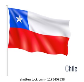 Realistic flag on white background. Chile. Vector illustration