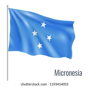 Realistic flag on white background. Micronesia. Vector illustration