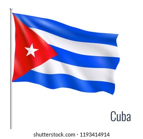 Realistic flag on white background. Cuba. Vector illustration