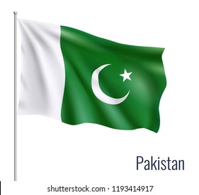 Realistic flag on white background. Pakistan. Vector illustration