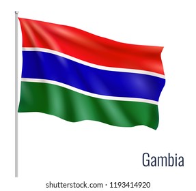 Realistic flag on white background. Gambia. Vector illustration