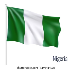 Bandera realista sobre fondo blanco. Nigeria. Ilustración del vector
