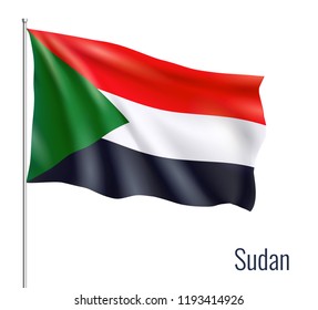 Realistic flag on white background. Sudan. Vector illustration