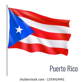 Realistic flag on white background. Puerto Rico. Vector illustration