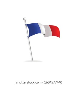 Realistic flag on white background. France. Vector illustration
