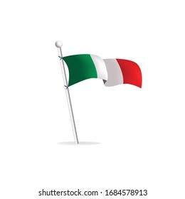 Realistic flag on white background. Italy. Vector illustration