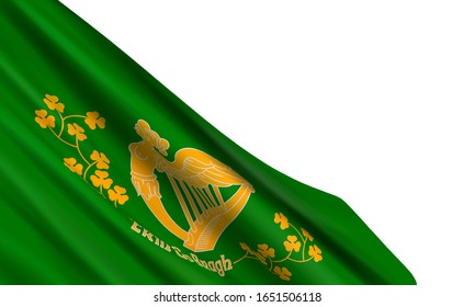The realistic Flag of Saint Patrick’s Battalion with inscription Erin go Bragh isolated on a white background. Translation: "Ireland Forever". Vector design element for Saint Patrick's day.