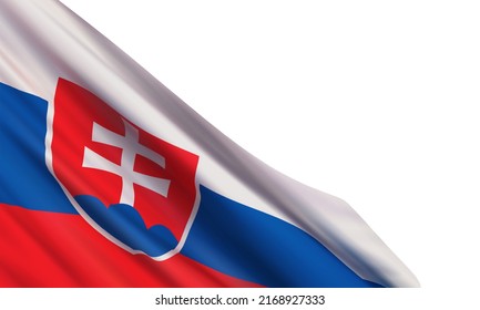 The realistic flag of Slovakia isolated on a white background. Vector element for Day of the Establishment of the Slovak Republic, Slovak National Uprising, Constitution, Freedom and Democracy Days. 