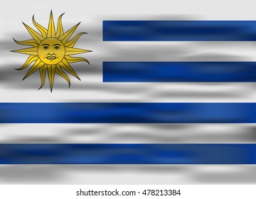 realistic flag uruguay