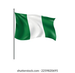 Realistic flags composition with isolated view of national flag beating in wind hanging on post vector illustration