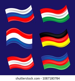 Realistic flags vector set. Vector illustration