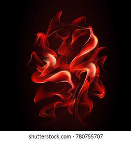 Realistic flame, fire on black background - stock vector
