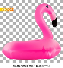 Realistic flamingo pool toy inflatable. Tropical summer bird on isolated background. Float flamingo.