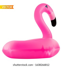 Realistic flamingo pool toy inflatable. Tropical summer bird on isolated background. Float flamingo.