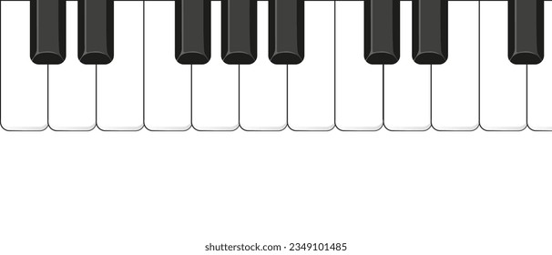 Realistic flat Piano Keys background with copy space on white backdrop. Simple cartoon Piano key vector ilustration.