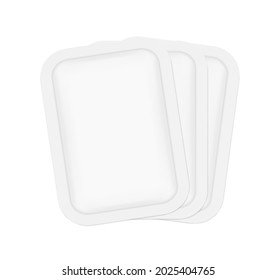 Realistic flat sachets mockup. Vector illustration isolated on white background. Can be used for medical, cosmetic and hygiene. EPS10.	