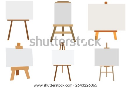 Realistic and Flat Style Easels with Empty Canvases – Art Supplies Illustration Pack