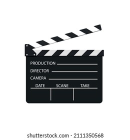 Realistic flat Vector Illustration Opened Film Clap Board Icons Set Closeup Isolated on White Background. Design Templates from Clapperboard, Slapstick, Filmmaking Tools. Front view