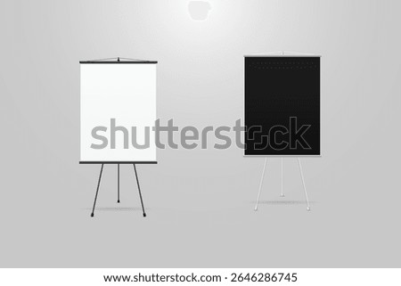 Realistic Flip Chart Mockup with White and Black Canvas