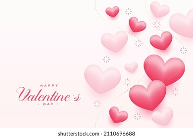 realistic floating 3d hearts valentines day greeting design