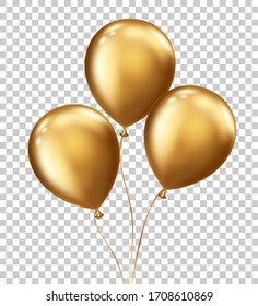 Realistic floating balloons isolated on transparent background. Design element for greeting card or party invitation