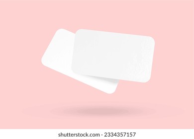 Realistic floating elegant and minimalist white blank business card mockup presentation. 3D vector illustration. Windows shadow and leaves overlay on isolated background.