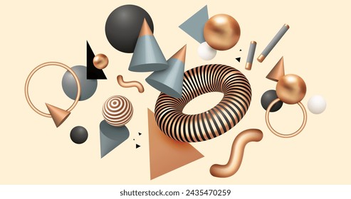 Realistic floating geometric shapes background vector design in eps 10