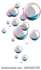 Realistic floating Soap Bubbles  in the air