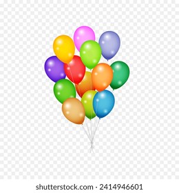 Realistic floating vector balloons.  Bouquet, bunch balloon for party banner, poster, design, flyer, poster, banner, web, ads