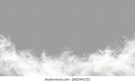 Realistic Floating White Smoke on Transparent Background