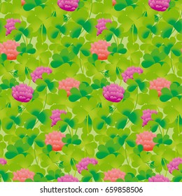 Realistic floral clover seamless pattern vector illustration. Summer meadow flower for surface design^ fabric, wrapping paper, backgrpund