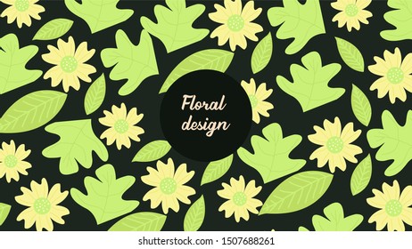 Realistic floral decorative pattern with Dark theme background