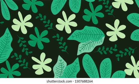 Realistic floral decorative pattern with Dark theme background