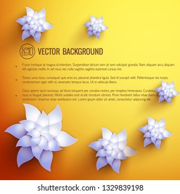 Realistic floral spring template with text and blooming colorful lotus flowers on light background vector illustration