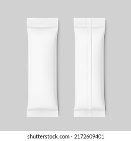 Realistic flow bag mockup. Vector illustration. Front and back view. Ready for your design. It can be used in the adv, promo, package, etc. EPS10.	