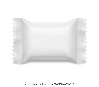 Realistic flow pack for candy mockup. Front and rear views. Vector illustration on white background. Easy to use for presentation your product, idea, design. EPS10.